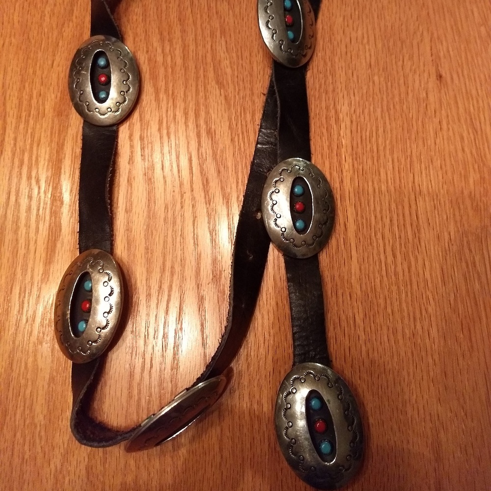 Learher belt, silver buckles